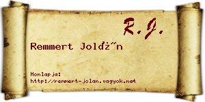 Remmert Jolán névjegykártya